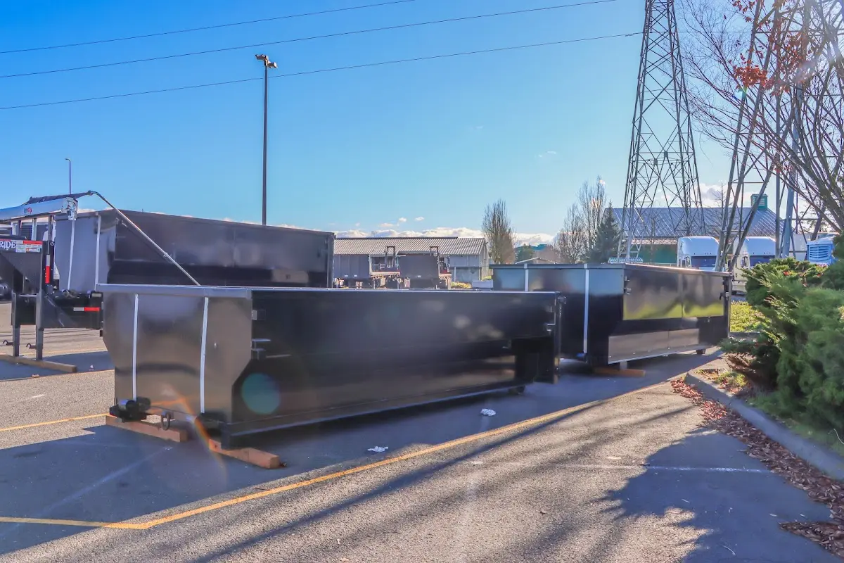Roll-off dumpster ready for waste disposal at job site for Yard Waste Dumpster Rental in Smyrna
